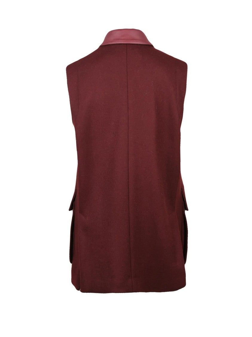 Max Mara Red Virgin Wool-Blend Zip Vest