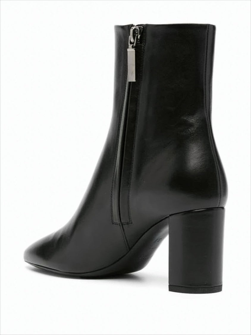 Saint Laurent Black Lambskin Ankle Boot With Pointed Toe