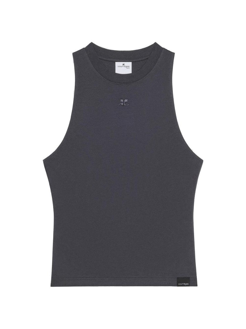 Courrèges Belted Stonewashed Tank Top Stonewashed Grey