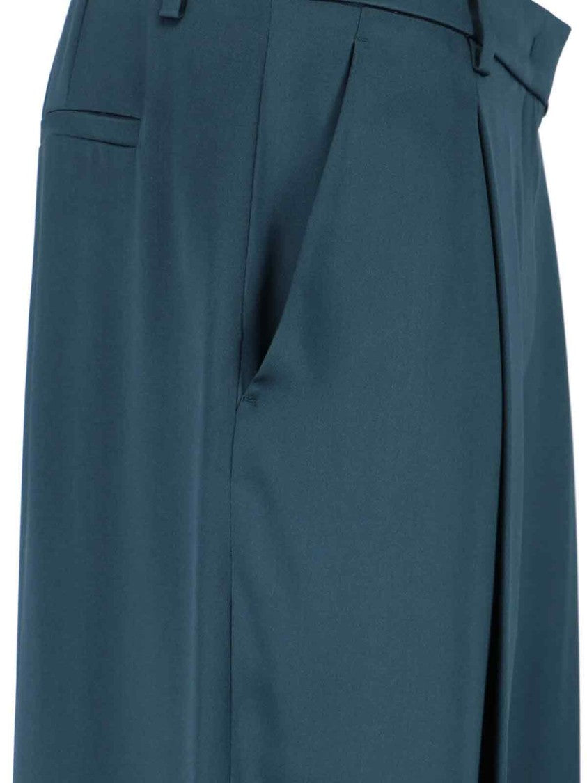 Giorgio Armani Silk Tailored Trousers – Green
