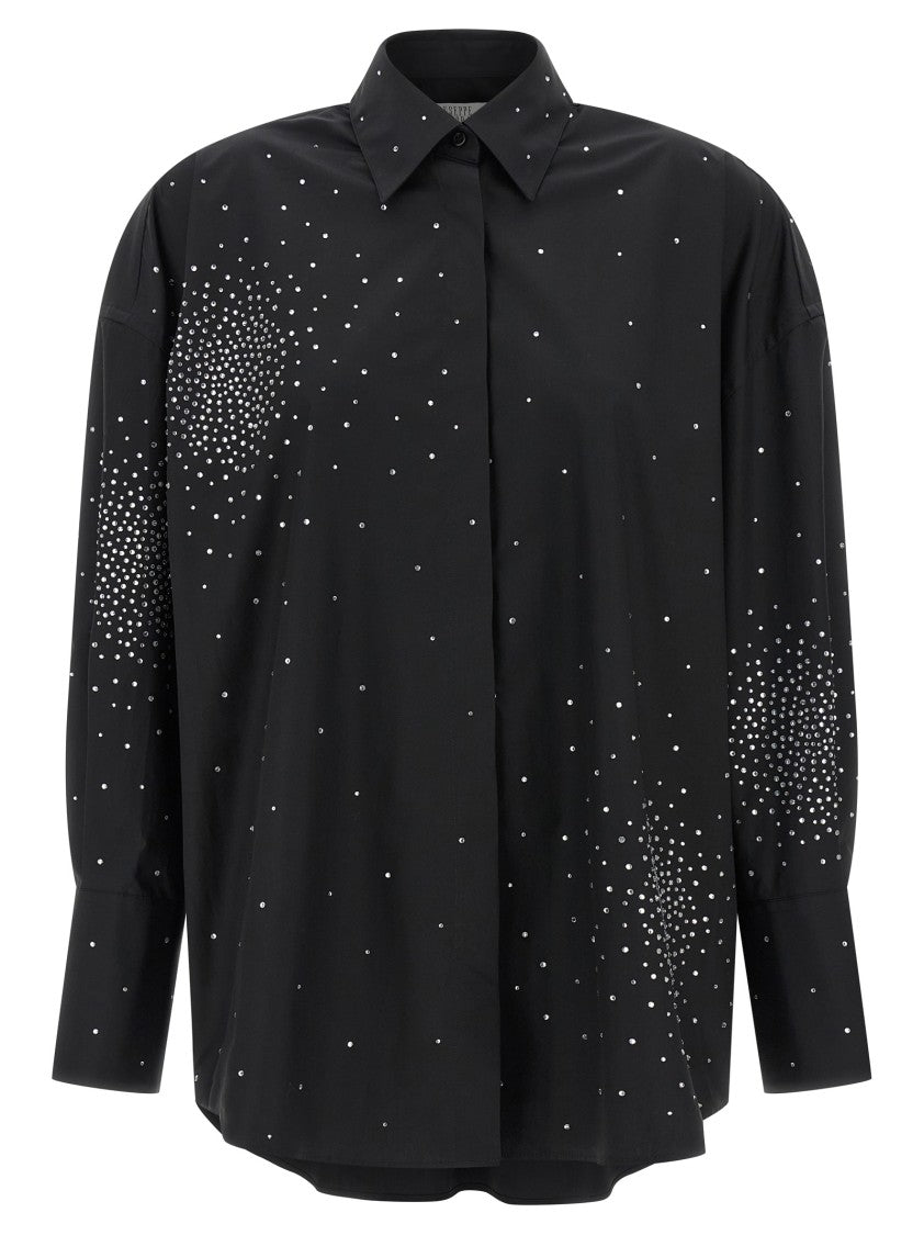Giuseppe Di Morabito Oversized Cotton Poplin Shirt With Rhinestone Appliqué