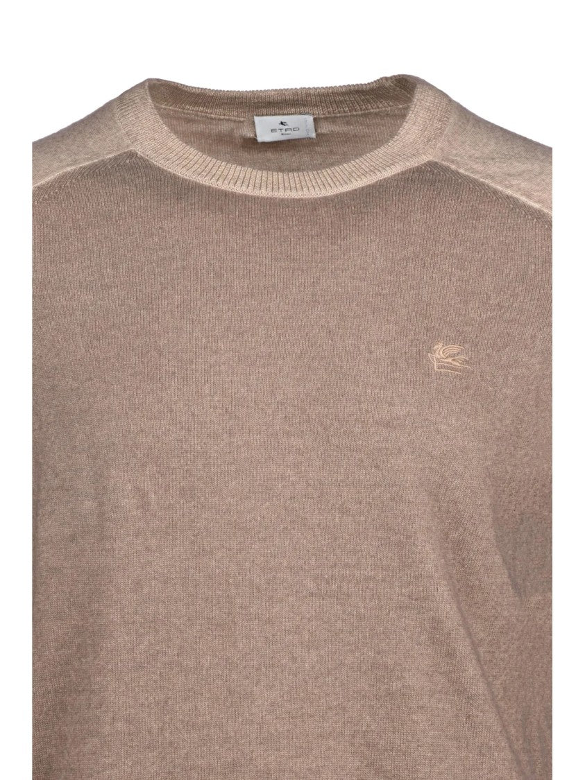 Etro Brown Raglan Sleeves Wool Crewneck Sweater