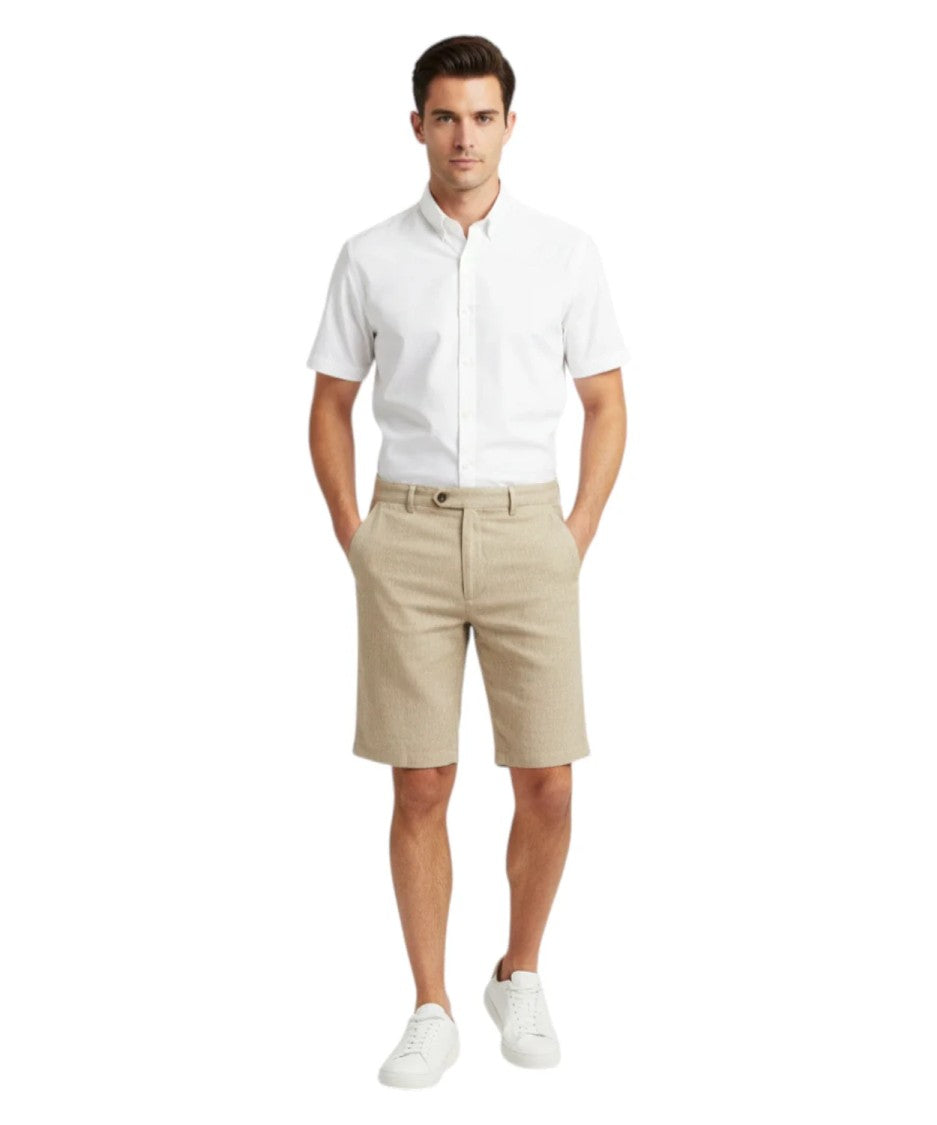 Mc2 Saint Barth Tailored Flat Front Shorts With Button Closure