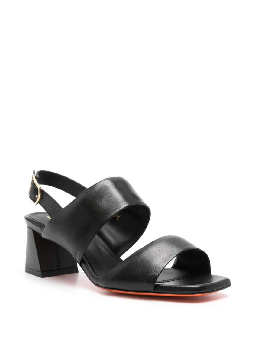 Santoni Open-Toe Black Pumps