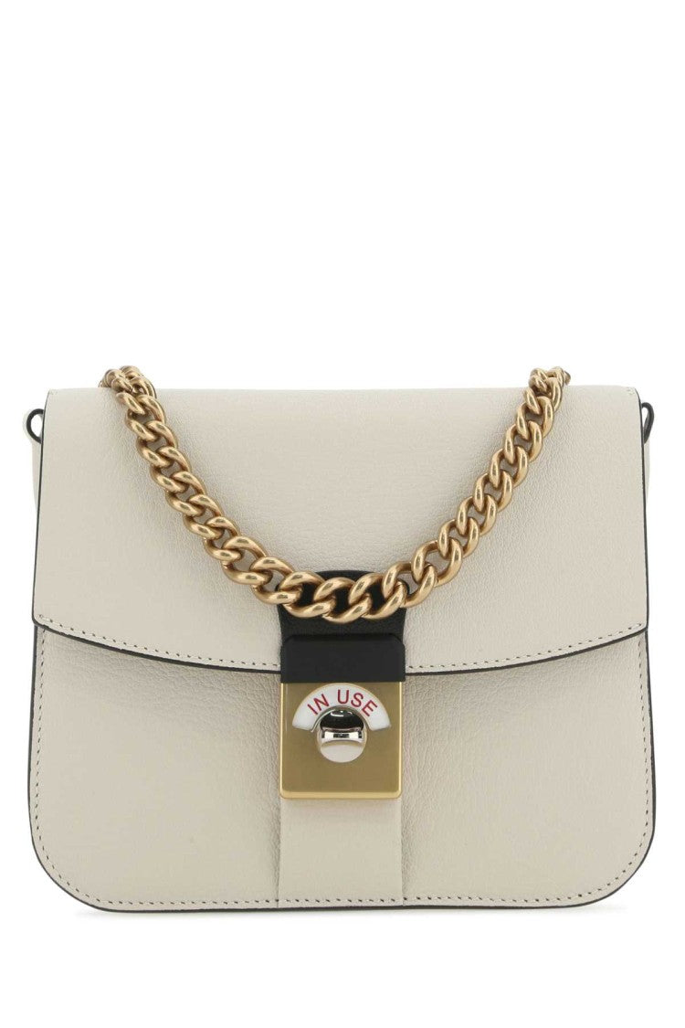 Maison Margiela Two-Tone Leather And Cotton New Lock Square Handbag