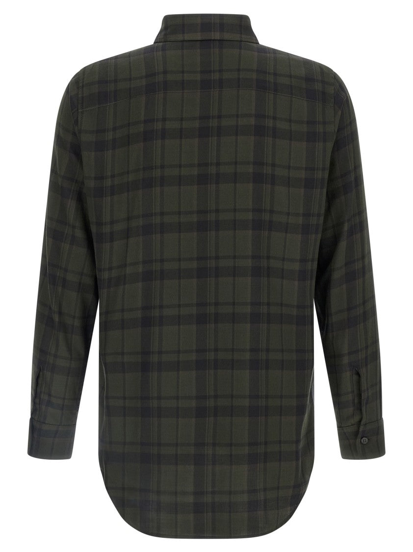 Saint Laurent Checkered Cotton Cassandre Shirt With Tone-On-Tone Embroidery