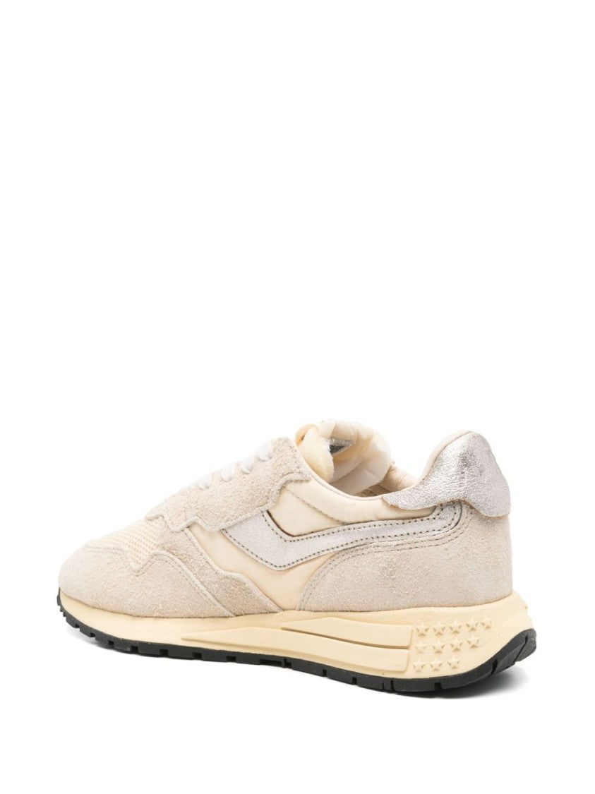 Autry Retro Beige Sneakers With Metallic Heel Counter