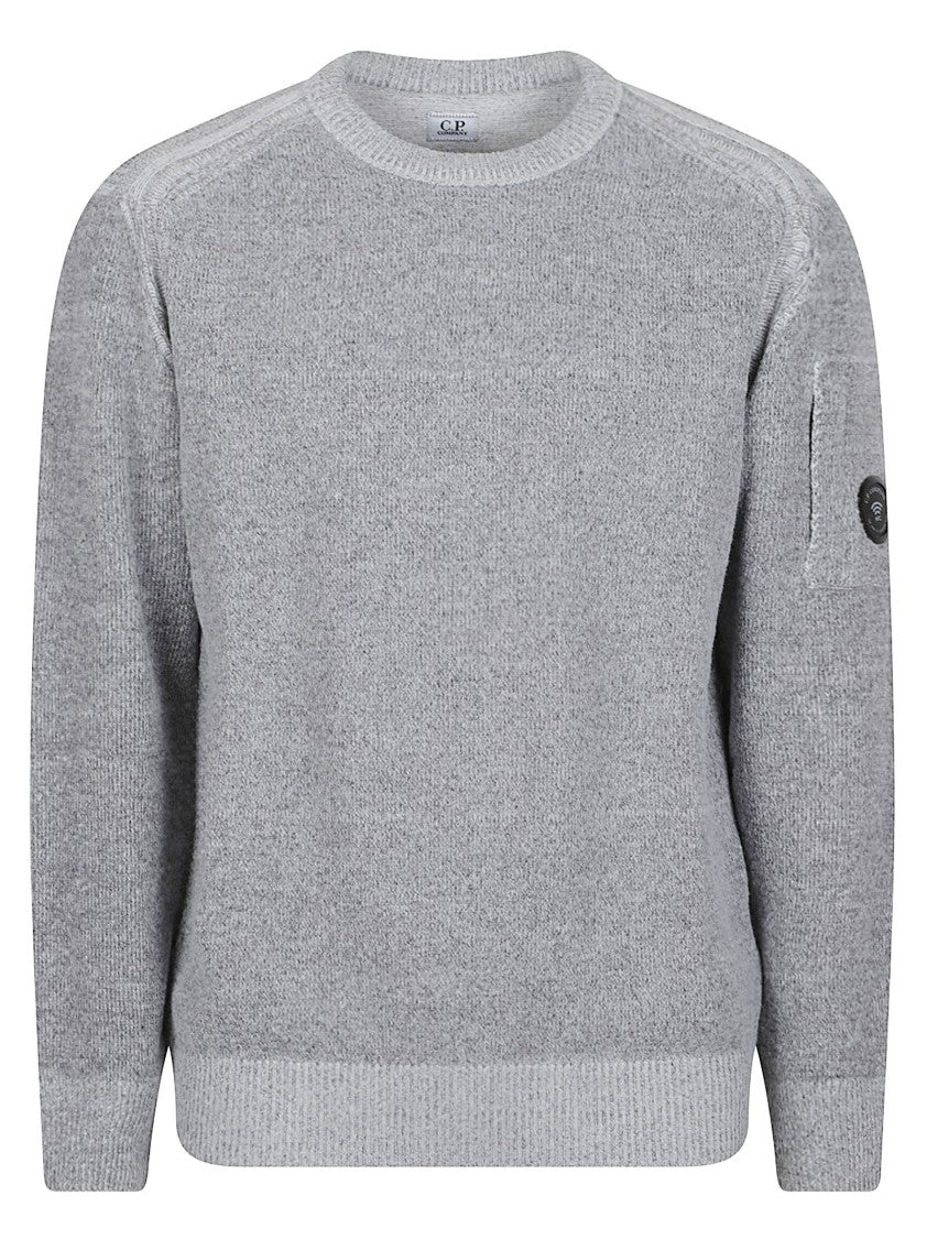 C.P. Company Grey Heathered Crewneck Polyamide-Blend Sweater