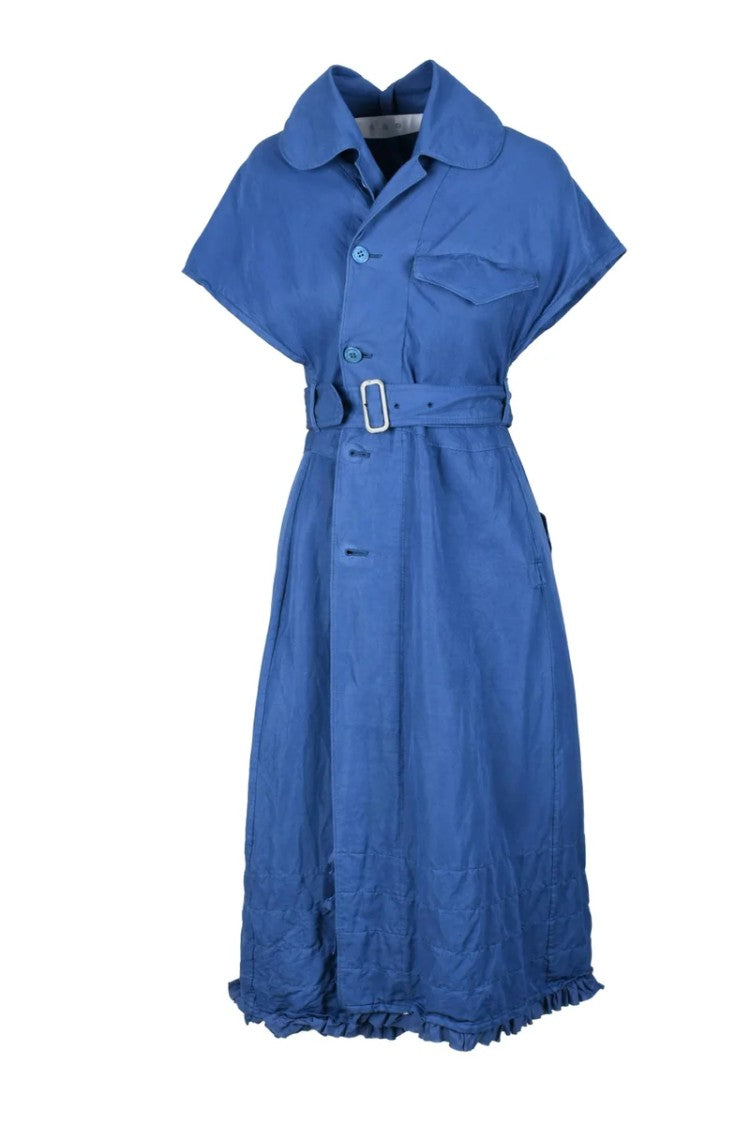 Tao Comme Des Garçons Belted Button-Up Dress-Gilet With Ruffled Hemline