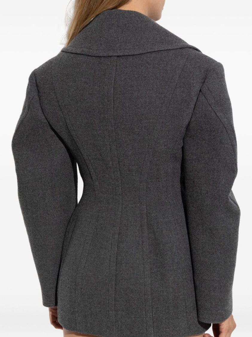 Givenchy Grey Silk And Nylon Tailored Coat