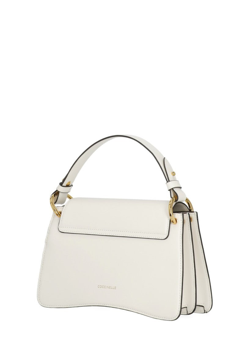 Coccinelle Structured Ivory Leather C-Me Small Handbag With Adjustable Strap