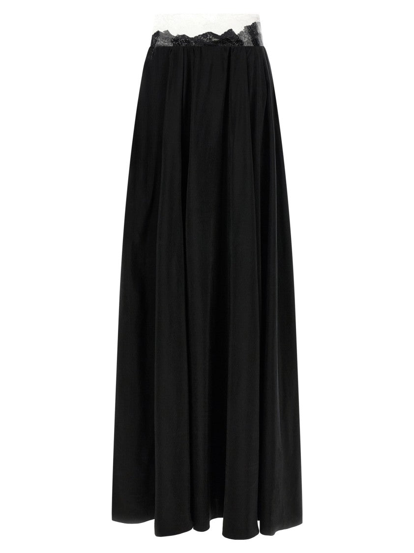 Maison Margiela Flared Maxi Skirt With Transparent Ribbon Waistband