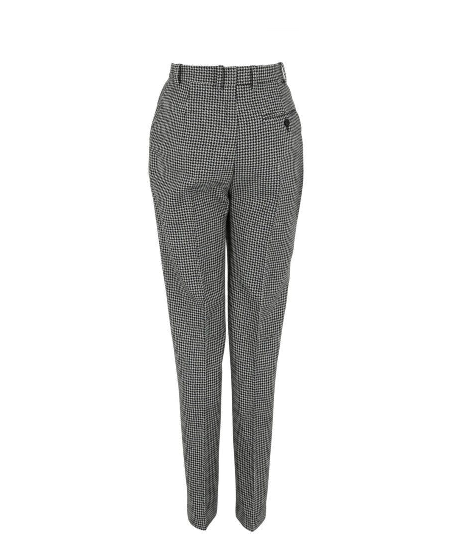Alexander Mcqueen Houndstooth Wool Trousers With Precise Tailoring