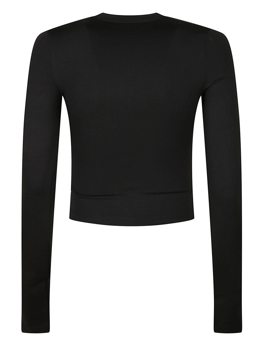 Wardrobe.Nyc Fitted Cropped Long Sleeve Tee With Minimalist Design
