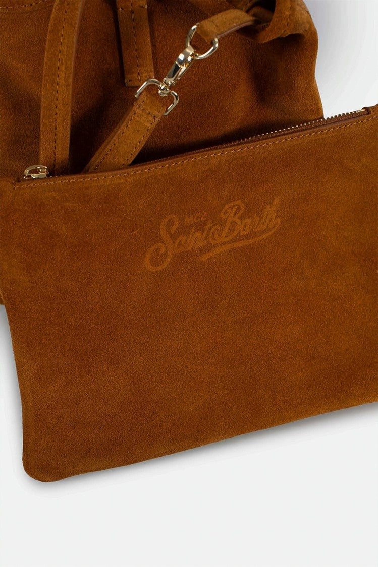 Mc2 Saint Barth Rectangular Suede Tote Bag With Embossed Logo