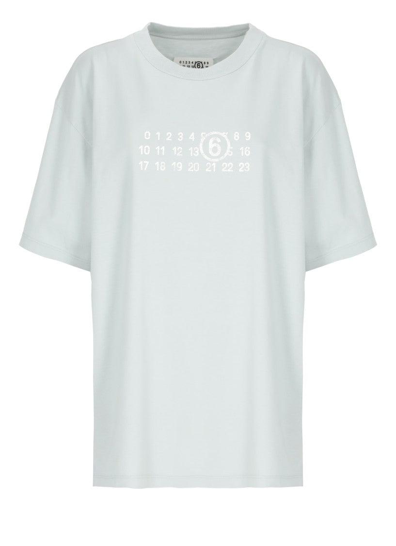 Mm6 By Maison Margiela Light Blue Cotton T-Shirt
