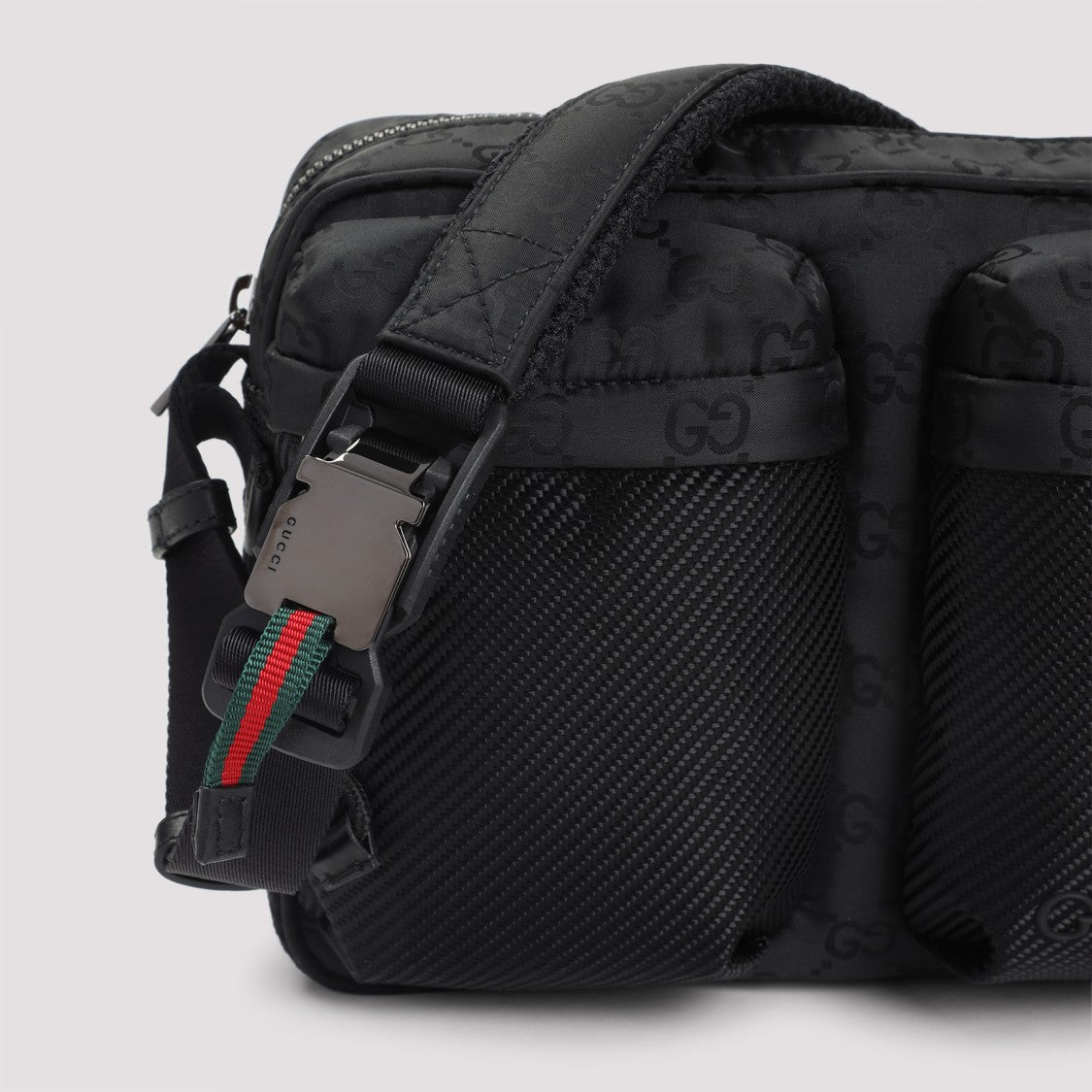 Gucci Gg Nylon Shoulder Bag With Signature Detail