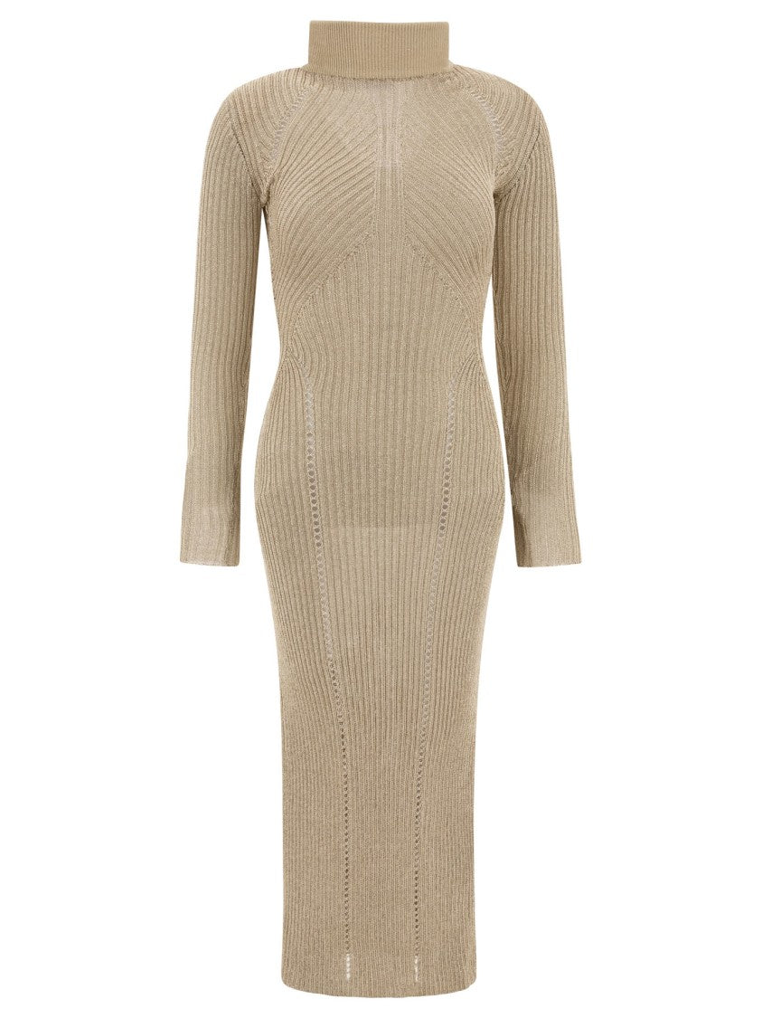 Self-Portrait Fitted Midi Dress With High Turtleneck