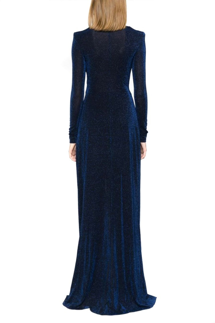 Elisabetta Franchi Sky Blue Dress With Deep V-Neckline