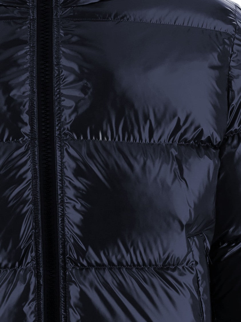 Herno Navy Quilted Down Jacket With Adjustable Hood And Elasticated Hems