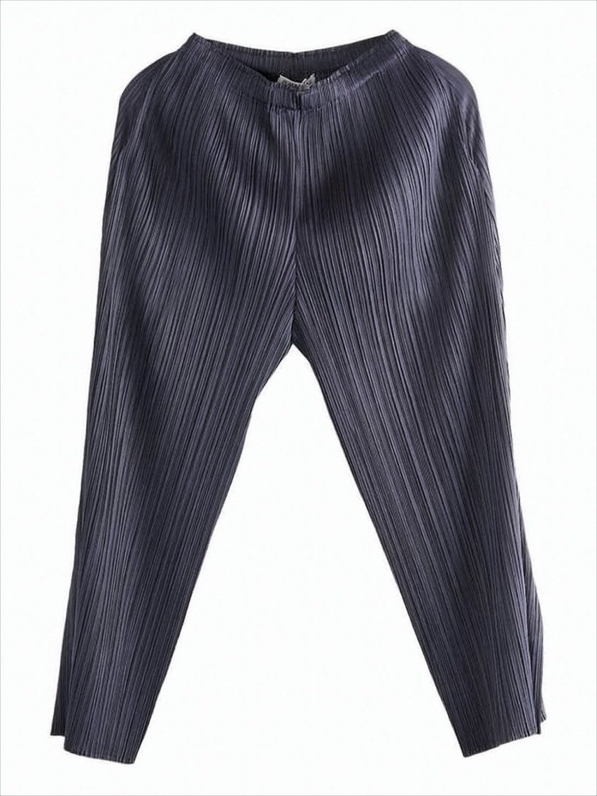 Pleats Please Cropped Relaxed Fit Pants With Pleated Texture