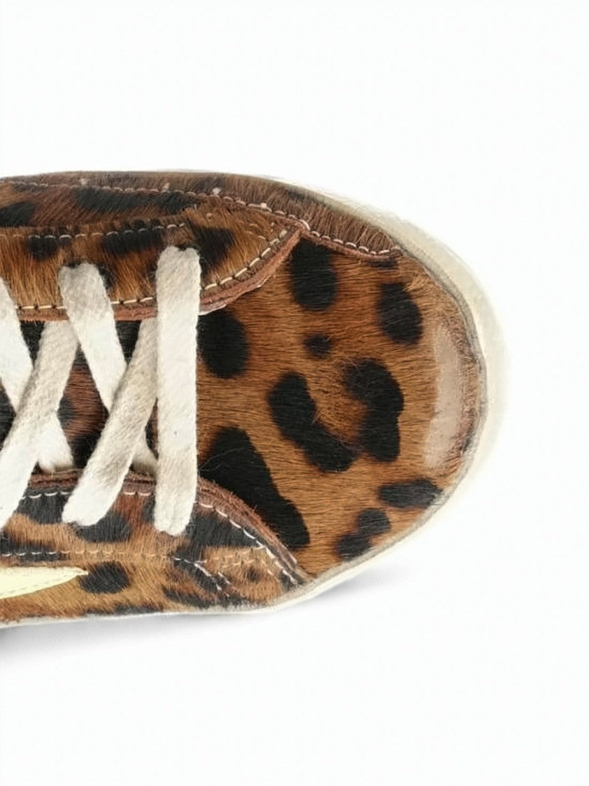 Golden Goose Bold Leopard Print Golden Goose Sneakers With Distressed Sole