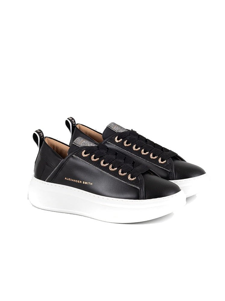 Alexander Smith Glossy Black Cow Leather Trainers