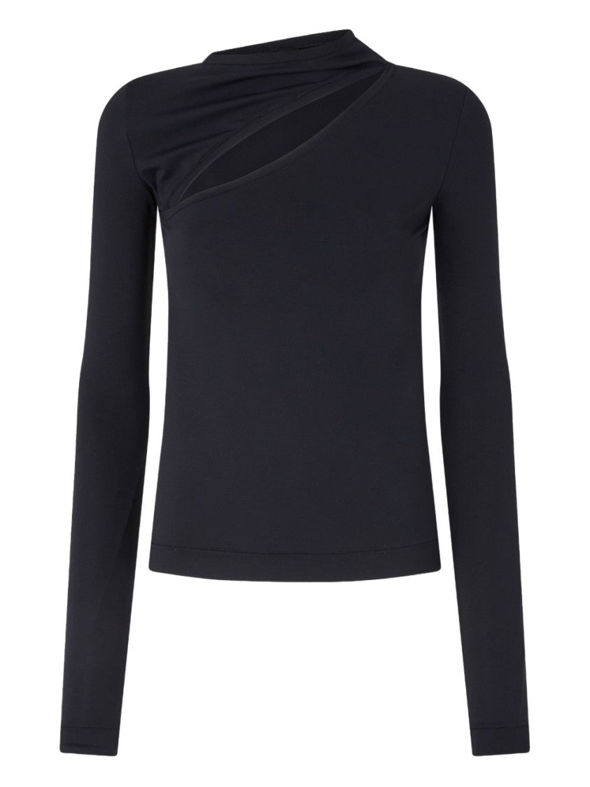 Pinko Long-Sleeved Asymmetrical Neckline Sweater