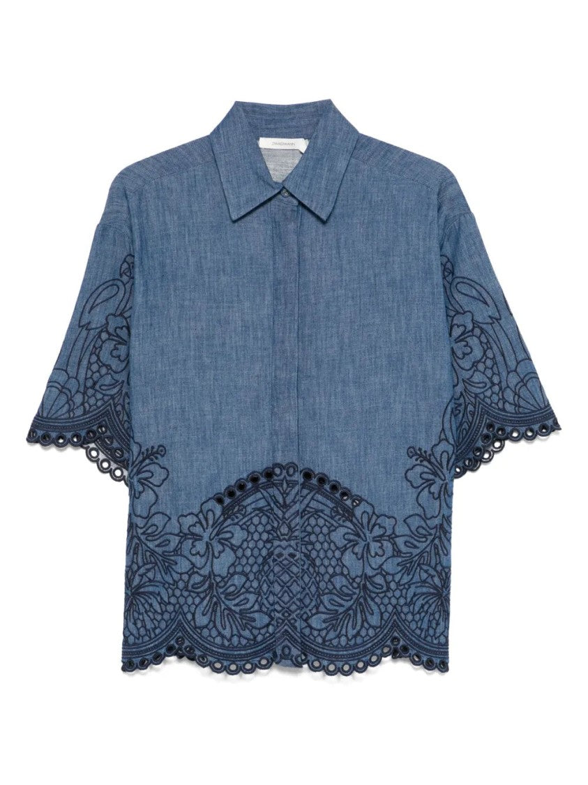 Zimmermann Short Sleeve Embroidered Top