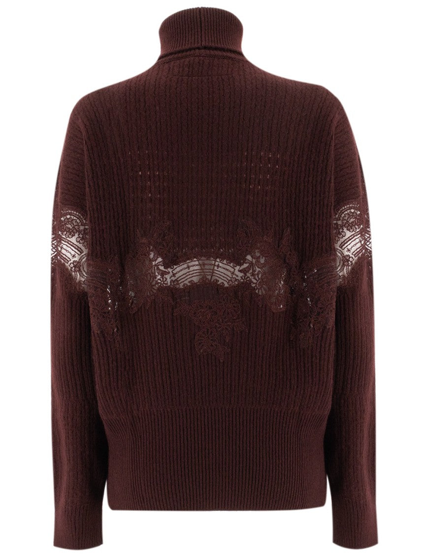 Ermanno Scervino Dark Brown Melange Turtleneck Sweater