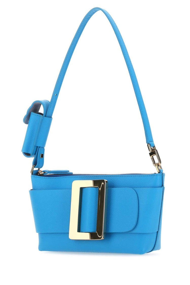 Boyy Light Blue Leather Buckle Shoulder Bag