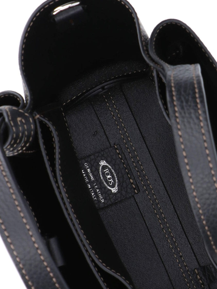 Tod's Structured Pebbled Leather Shoulder Bag With Dual Handles