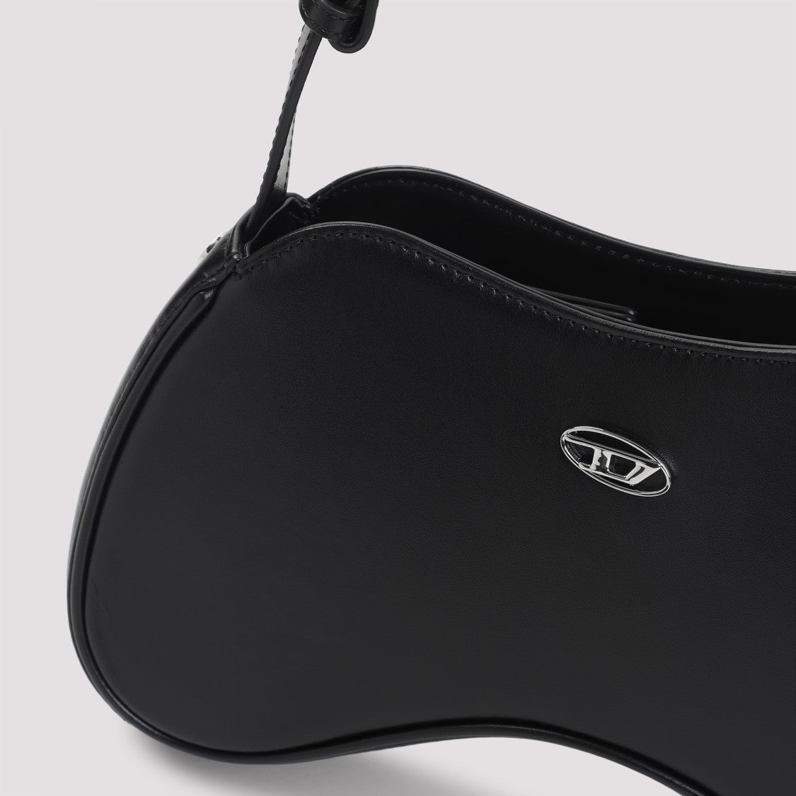 Diesel Curved Leather Handbag With Adjustable Strap