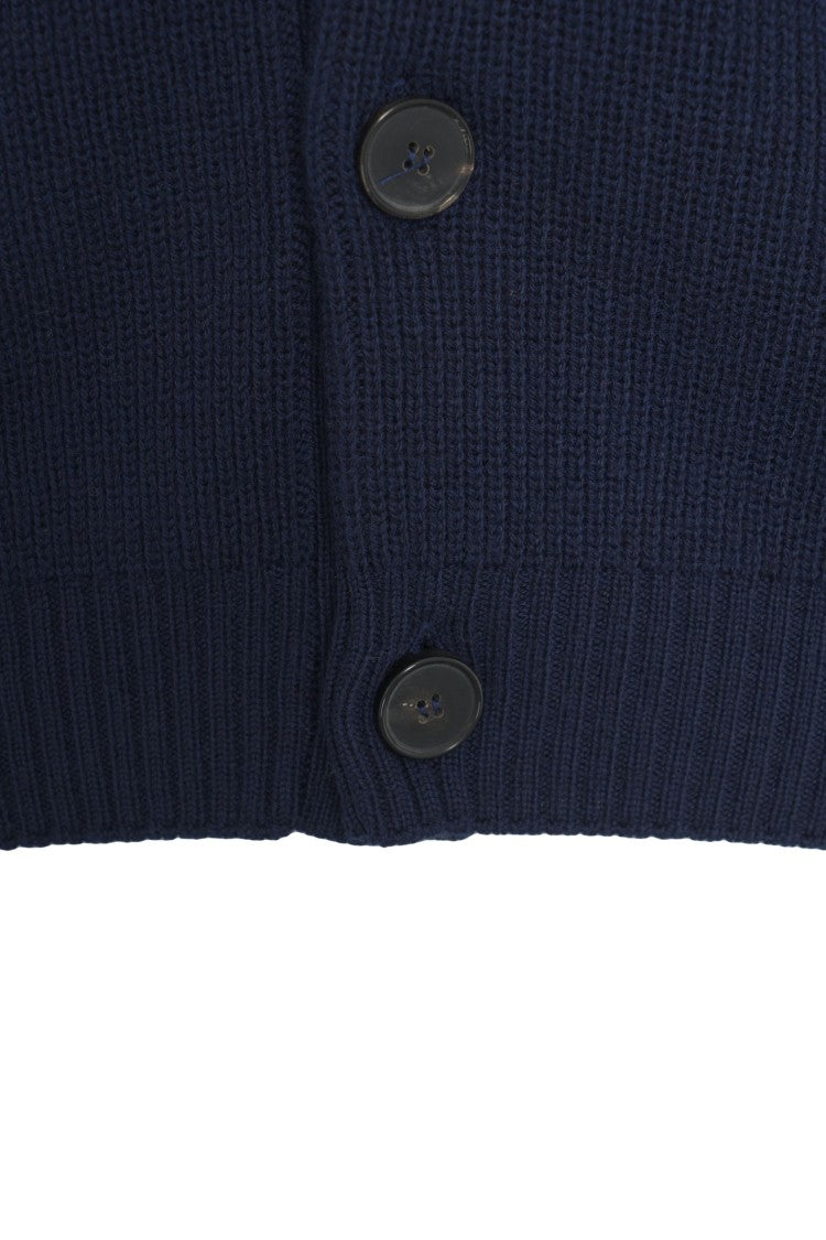 Amaranto Timeless Ribbed Cardigan With Classic Round Neck