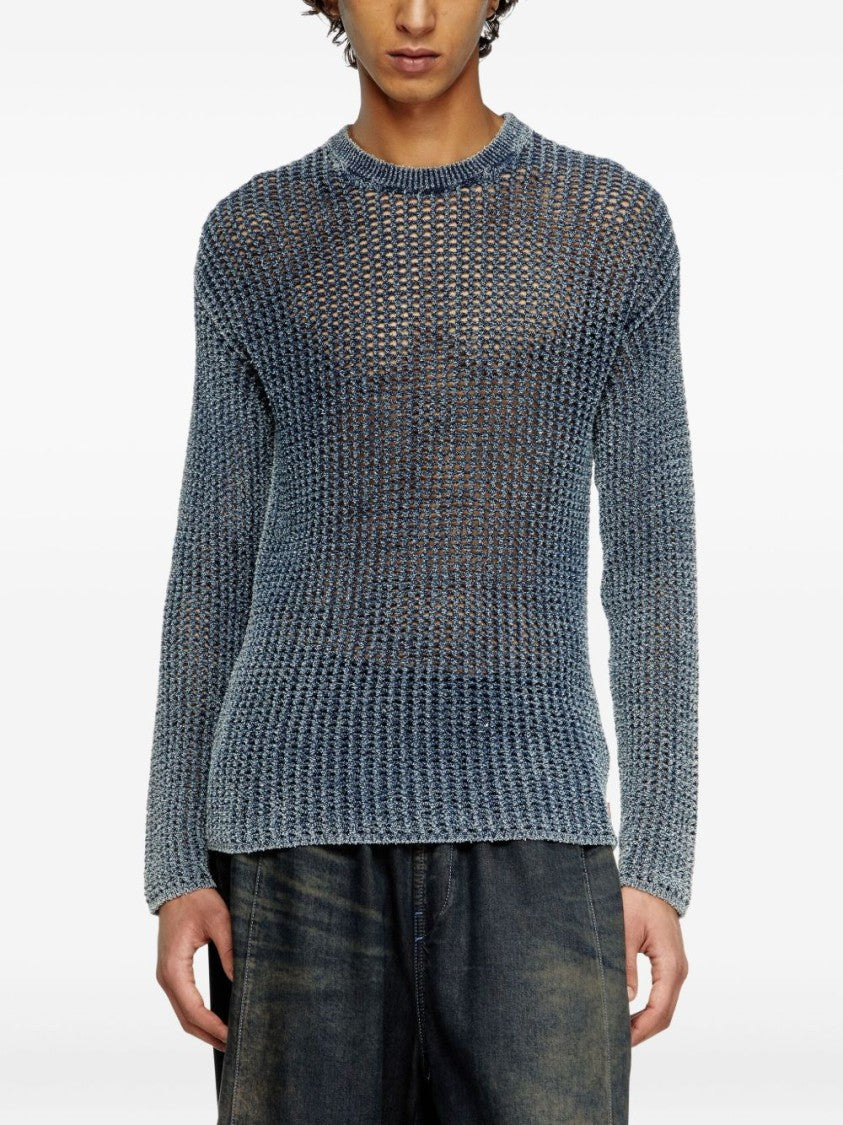 Diesel Textured Blue Long-Sleeve Sweater