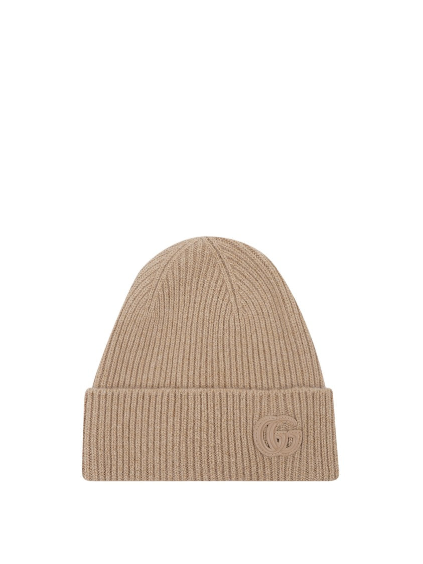 Gucci Ribbed Knit Wool Hat With Embossed Logo