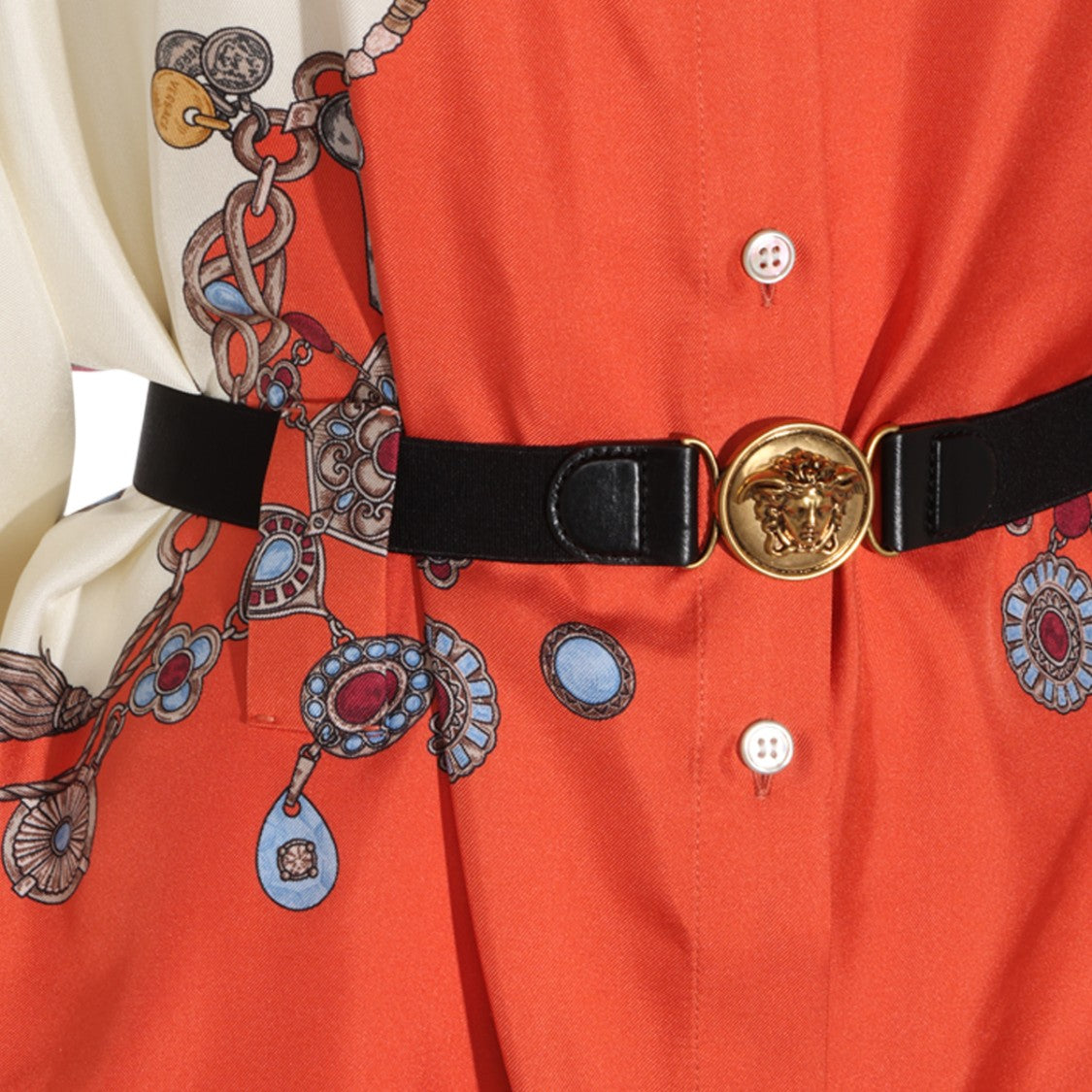 Versace Shirt-Style Mini Dress With Vibrant Color Block Design