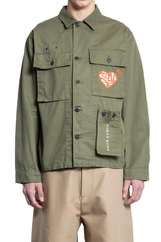 Humanmade Cropped Olive Green Jacket With Structured Collar