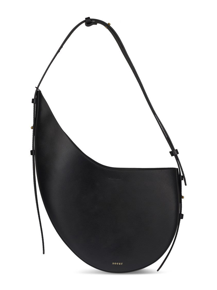 Soeur Crescent-Shaped Black Bag With Adjustable Strap
