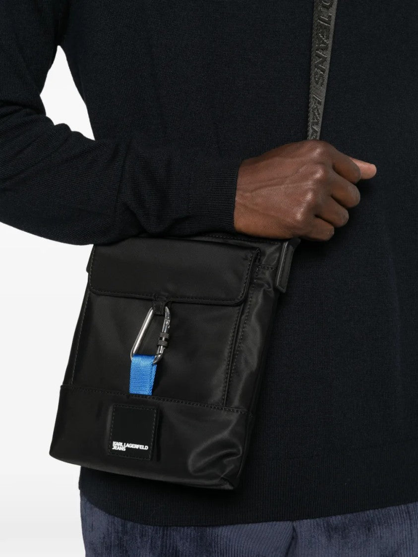 Karl Lagerfeld Minimalist Black Tracolla With Adjustable Strap