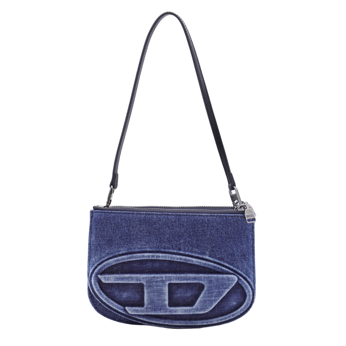 Diesel Compact Denim Shoulder Bag With Embossed Logo