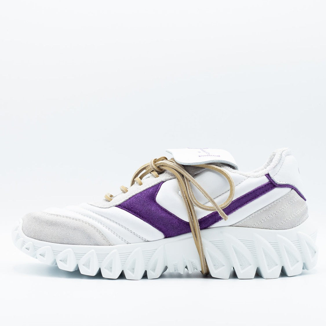 Pantofola D'oro White Soft Suede And Fabric Sneakers