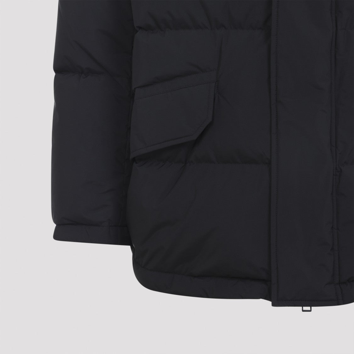 Yves Salomon Black Lamb Down Jacket With Detachable Leather Hood
