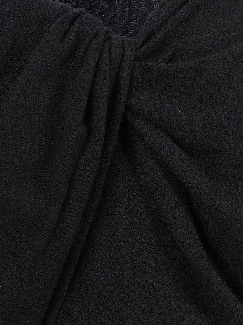 Alberta Ferretti Draped Twisted Front Top With Voluminous Sleeves