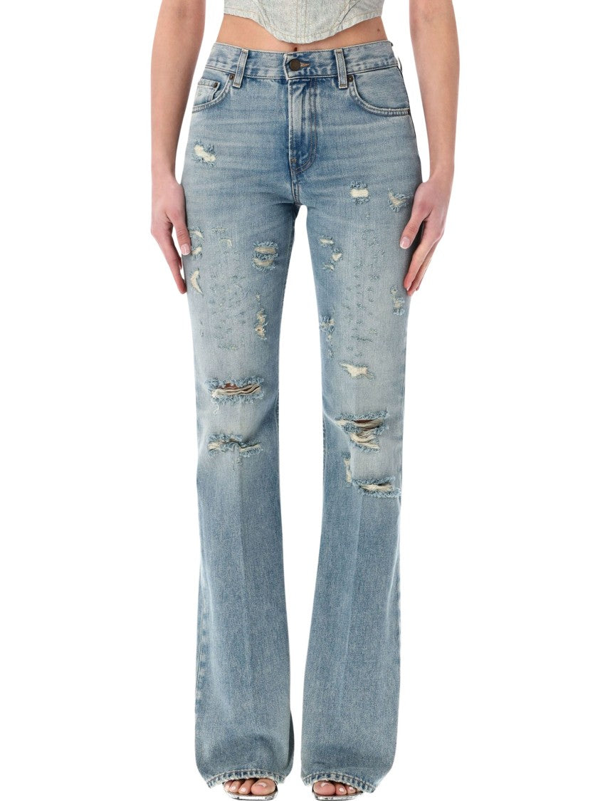 Haikure Flora Broken Distressed Straight Jeans