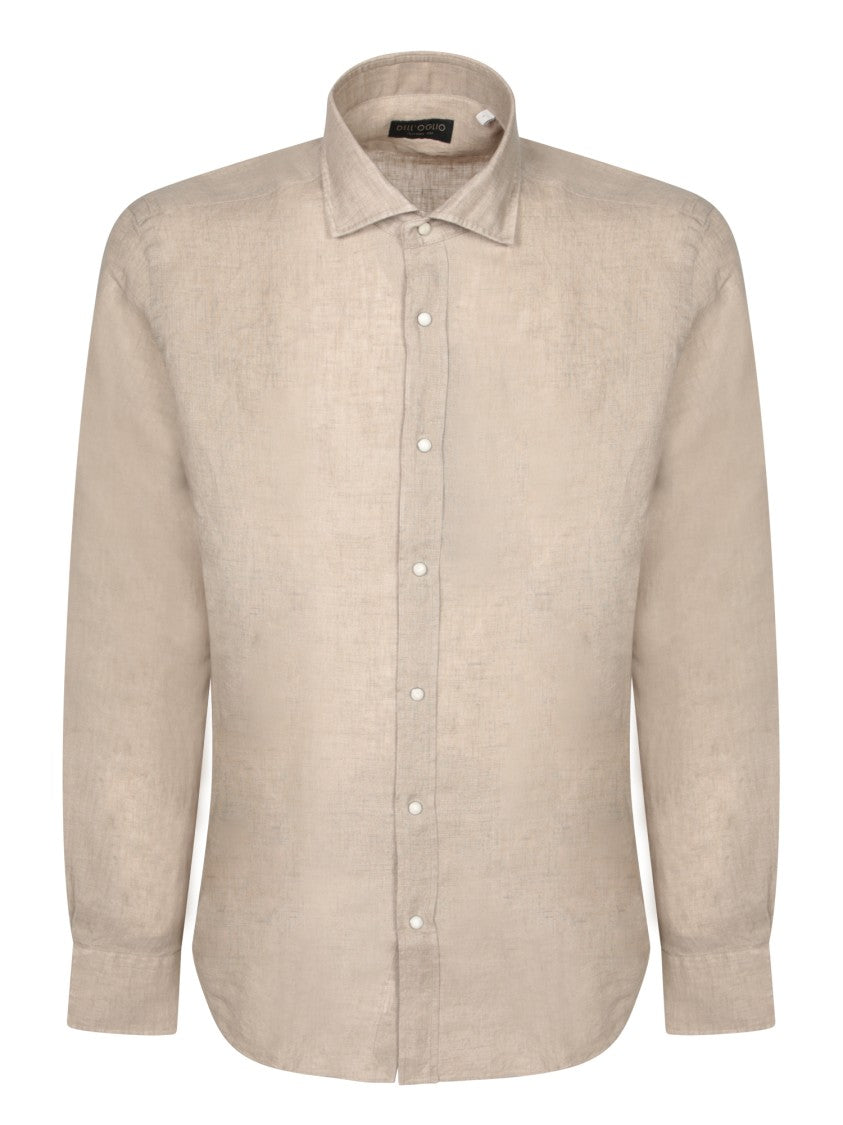 Dell'oglio Beige Linen Shirt With Classic Collar