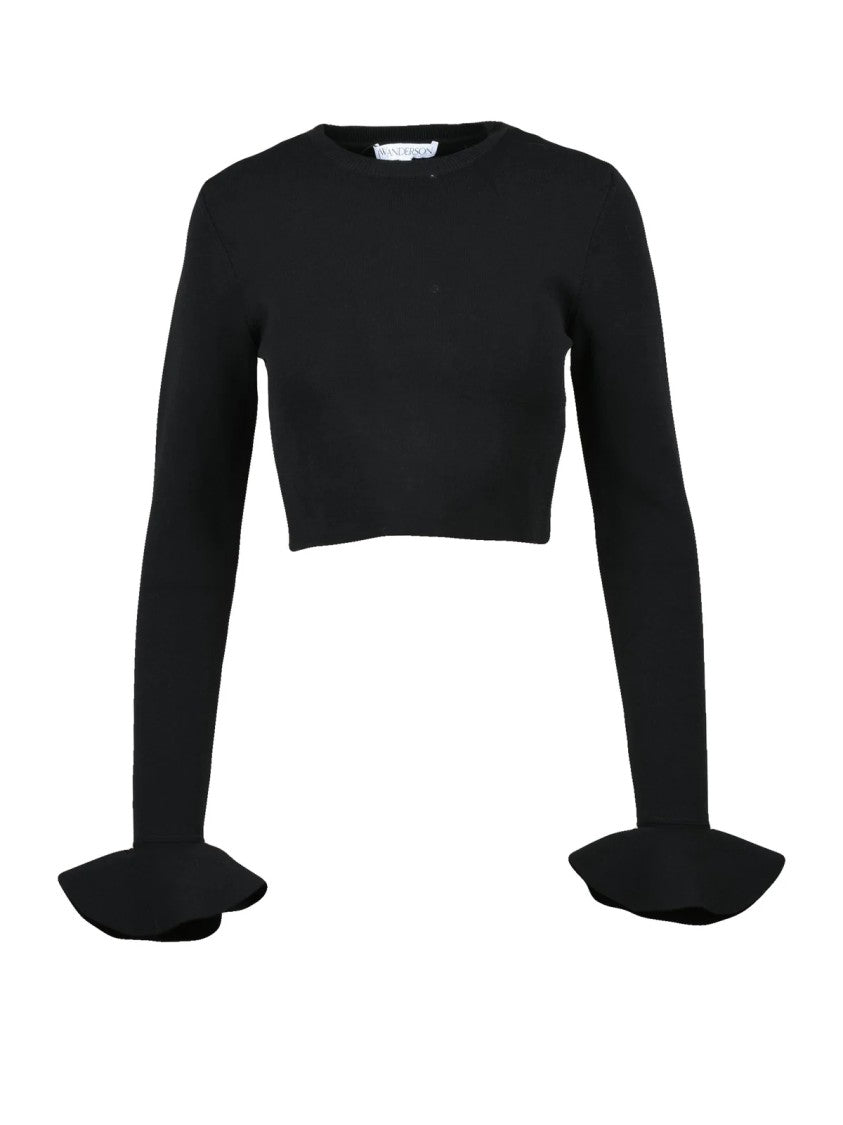 J. W. Anderson Fitted Black Knit Sweater With Bell Cuffs And Streamlined Silhouette