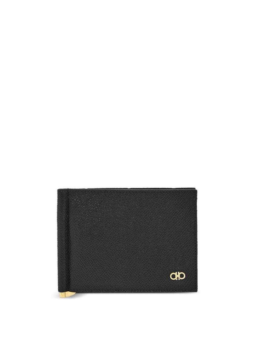 Ferragamo Textured Calf Leather Money Clip Wallet