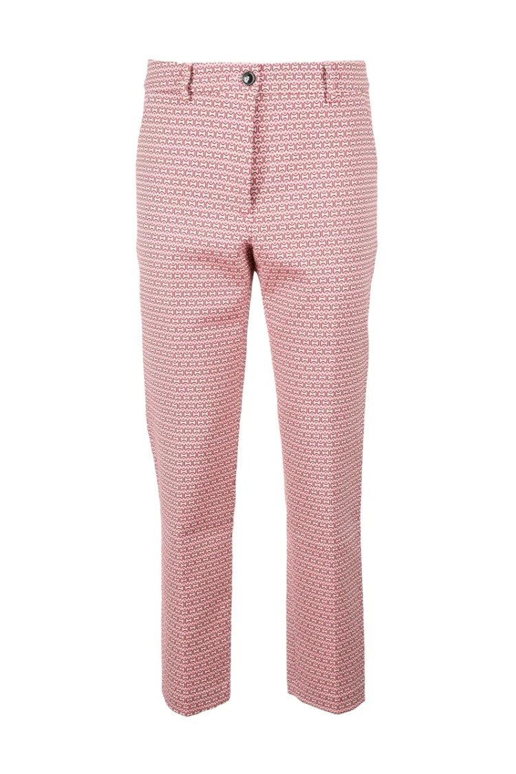 Seventy Seventy Trousers Cotton/Polyester/Elastane - Beige/Fuxia