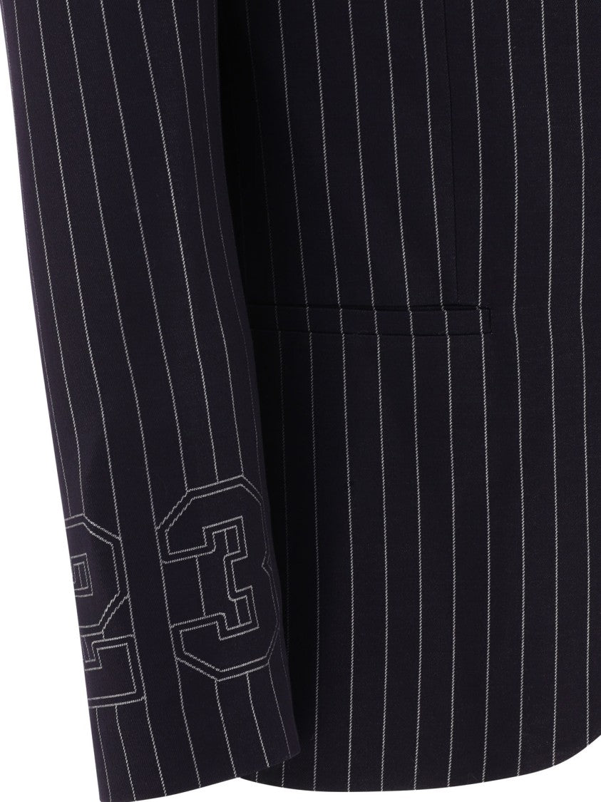 Off-White Pinstriped Blazer With Structured Silhouette